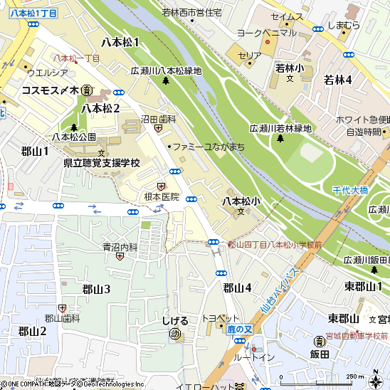 八本松支店（長町支店内にて営業）付近の地図